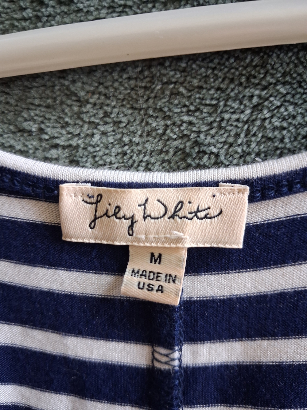 Lily White Women's Navy and White Striped Jeans